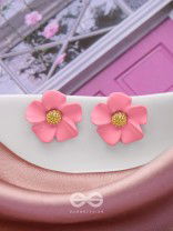 THE BLOSSOM BALLAD - GOLDEN AND PINK ACRYLIC STUD EARRINGS