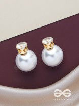 A MYSTIC PEARL - GOLDEN EMBELLISHED EARRINGS (WHITE)
