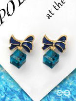 MINGLING MARVELS - GOLDEN AND BLUE EMBELLISHED STUD EARRINGS