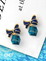 MINGLING MARVELS - GOLDEN AND BLUE EMBELLISHED STUD EARRINGS