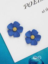 THE BLOSSOM BALLAD - GOLDEN AND BLUE ACRYLIC STUD EARRINGS