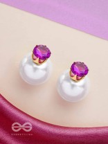 A MYSTIC PEARL - GOLDEN EMBELLISHED EARRINGS (VIOLET)