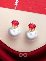 A MYSTIC PEARL - GOLDEN EMBELLISHED EARRINGS (MAGENTA)