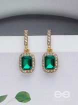 GLOWING GLIMMERS - SILVER AND GREEN EMBELLISHED EARRINGS