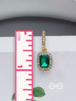 GLOWING GLIMMERS - SILVER AND GREEN EMBELLISHED EARRINGS