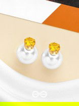 A MYSTIC PEARL - GOLDEN EMBELLISHED EARRINGS (YELLOW)