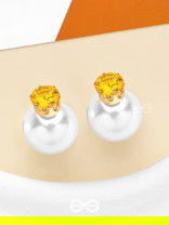 A MYSTIC PEARL - GOLDEN EMBELLISHED EARRINGS (YELLOW)