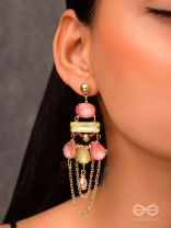 The Rosewood Radiance - Golden Embellished Earrings