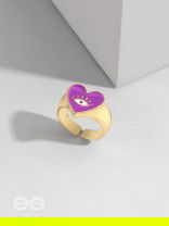 Eye Heart You - Purple Enamelled Golden Ring (Adjustable)