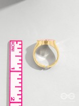 Eye Heart You - Pink Enamelled Golden Ring (Adjustable)