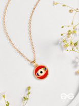 Guardian Eye Stone - Golden Embellished Pendant With Anti-Tarnish Coating (Red)
