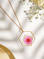 Charm Of Primrose - Pressed Flower Resin Pendant With Anti-Tarnish Coating 