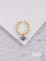 Cosmic Watcher - Golden Embellished Charm Ring (Adjustable)