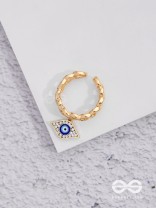Cosmic Watcher - Golden Embellished Charm Ring (Adjustable)