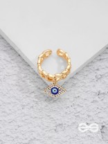 Cosmic Watcher - Golden Embellished Charm Ring (Adjustable)