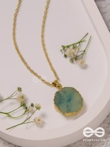 The Oceanic Bloom - Golden And Blue Resin Pendant With Anti-Tarnish Coating