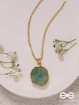 The Oceanic Bloom - Golden And Blue Resin Pendant With Anti-Tarnish Coating