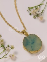 The Oceanic Bloom - Golden And Blue Resin Pendant With Anti-Tarnish Coating