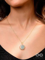 The Oceanic Bloom - Golden And Blue Resin Pendant With Anti-Tarnish Coating