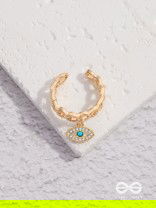 Eye Of Glamour - Golden Embellished Charm Ring (Adjustable)