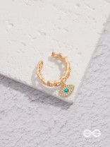 Eye Of Glamour - Golden Embellished Charm Ring (Adjustable)