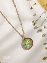 The Aqua Bloom - Golden And Teal Resin Pendant With Anti-Tarnish Coating