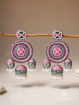Sumardava- The Art Of Softness- Resham, Beads And Cutdana Hand Embroidered Earrings