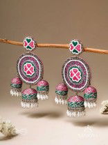 Sumardava- The Art Of Softness- Resham, Beads And Cutdana Hand Embroidered Earrings