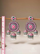 Sumardava- The Art Of Softness- Resham, Beads And Cutdana Hand Embroidered Earrings