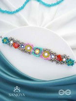 Ataya - The Spring'S Palette - Beads, Mirror And Resham Hand Embroidered Oxidised Neckpiece