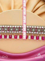 Paurandhra- The Divine Feminism-  Beads, Pearl And Glass Drops Hand Embroidered Choker Neckpiece