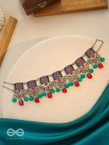 Sky Blush Swirls - Statement Enamelled Oxidised Neckpiece