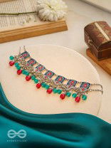 Sky Blush Swirls - Statement Enamelled Oxidised Neckpiece