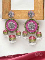 Arakta - Botanical Bliss - Beads Hand Embroidered Oxidised Earrings