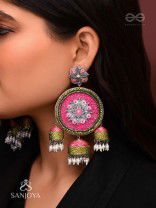 Arakta - Botanical Bliss - Beads Hand Embroidered Oxidised Earrings