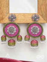 Arakta - Botanical Bliss - Beads Hand Embroidered Oxidised Earrings