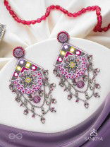 Anugata - The Mystic Marvel - Beads, Mirror And Cutdana Hand Embroidered Oxidised Earrings