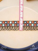 Dyupatha - The Sky Horizon - Mirror And Beads Hand Embroidered Oxidised Neckpiece