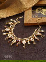 Gohiranya - The Majesty Drops - Beads, Shells And Glass Drops Hand Embroidered Neckpiece