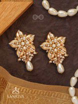 Kanaka - The Gleaming Blossoms - Beads, Shells And Pearl Drops Hand Embroidered Earrings