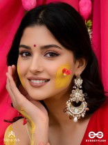 Adhirukma - The Celestial Petals - Beads, Mirrors And Glass Drops Hand Embroidered Earrings