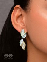 WINGS OF MAGIC - GOLDEN AND BLUE EMBELLISHED EARRINGS