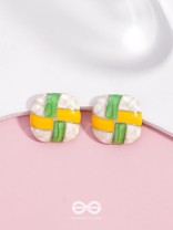 Geometric Puzzles - Enamelled Stud Earrings