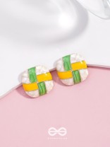 Geometric Puzzles - Enamelled Stud Earrings