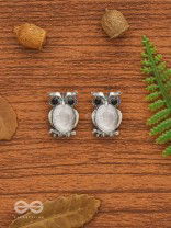 The Little Embellished Owls- Tiny Trinket Earrings(Gray)