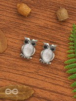 The Little Embellished Owls- Tiny Trinket Earrings(Gray)