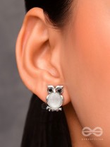 The Little Embellished Owls- Tiny Trinket Earrings(Gray)