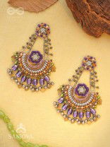 Anandabhuj- The Auroral Merriment- Resham, Beads And Glass Drops Hand Embroidered Oxidised Earrings