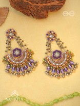 Anandabhuj- The Auroral Merriment- Resham, Beads And Glass Drops Hand Embroidered Oxidised Earrings