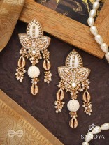 Pavi - Winter Wonderland - Beads And Shells Hand Embroidered Earrings